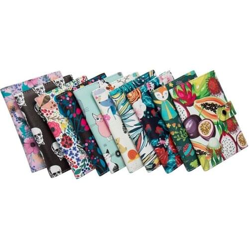40PCS / LOT Flower Printing Hasp Passport Holder Cartoon Card Case Passport Wallet
