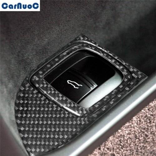 For Porsche Cayenne Sport SUV 2003-2010 Car Trunk Control Button Panel Trim Decal Carbon Fiber Sticker Styling Accessories