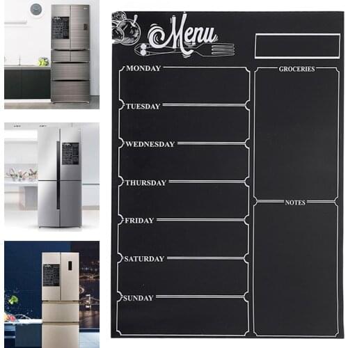 New Weekly Menu Board Refrigerator Magnetic Menu Board Chalkboard Sticker Black for DIY Meal Planner Shopping List Decor