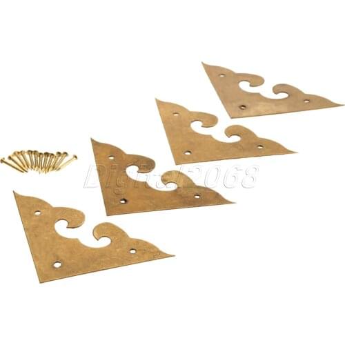 Good Quality 4pcs Corners Brackets Chinese Furniture Hardware Brass for Cabinet Trunk Jewelry Box Chest with Nails 4.5*4.5*4.5cm