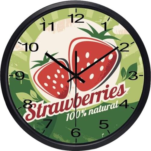 Creative Fruit Strawberry Wall Clock Kitchen Clock