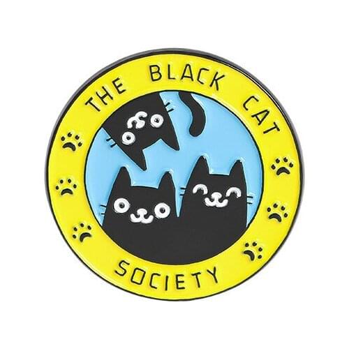 LAMEMDEE Jewelry Black Cat Humane Society Enamel Pins Witchcraft Cute Brooches Badges Fashion Pin Gifts for Friends Wholesale