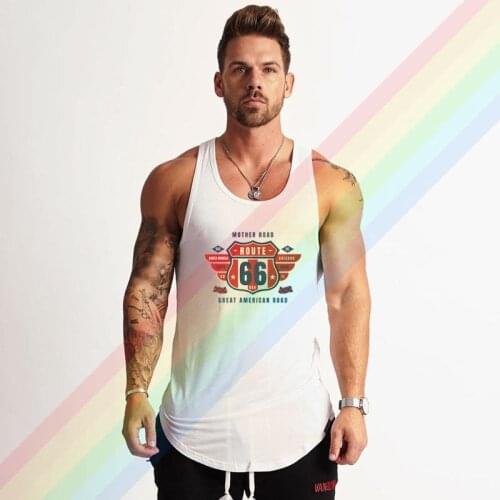 2021 New Route 66 Hot Sale Logo Summer Soft Custom Sleeveless Design Your Own Vest Cotton Mens Muscle Tee Tank Top Shirt