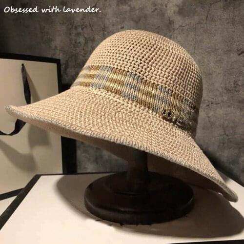 Obsessed with lavender. Hat women summer beach travel thin breathable hollow ice fishing hat folding holiday straw hat