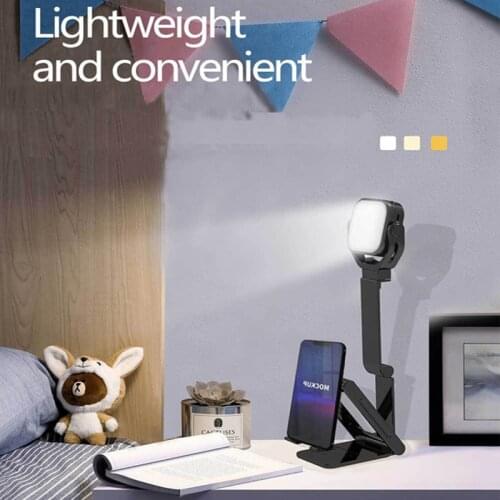 Folding Mobile Phone Holder Desktop Stand With LED Ring Light Photography Lighting Lamp For Youtube Photo Studio Makeup Video