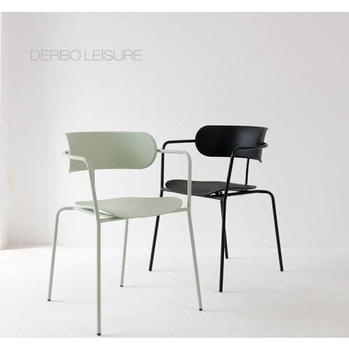 Modern Classic Fashion Design Popular Metal Loft Nordic Steel stack Leisure Outdoor Meeting restaurant Dining Arm Cafe Chair 1PC