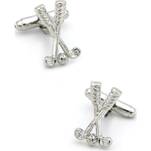 Sport Design Golf Club Cufflinks Non-fading Silver Color Cuff Links Wholesale&retail Quality Brass Material