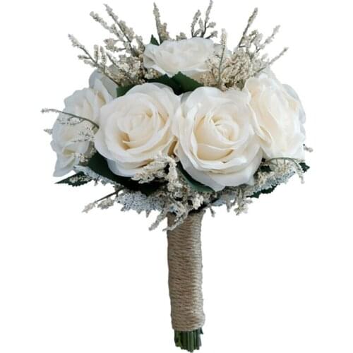 Bridal Bouquets For Wedding, Artificial Rose Flowers Bouquet Bride Bridesmaid Holding Flower, Flower Girl Bouquet