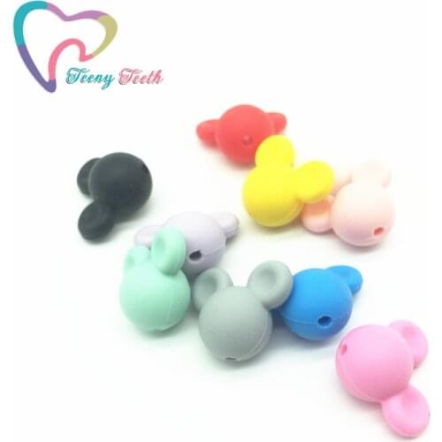 Teeny Teeth 30PC Mickey Loose Silicone Beads BPA Free Teething Cartoon Make For Food Grade Beads Necklace Silicone Mickey Beads