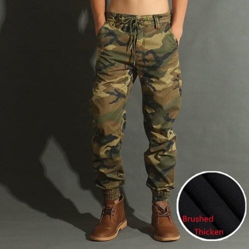 Prairie Camo Bunched Foot Pants Camouflage Tactics Mens Clothing Thick Brushed Trousers Fashion Joggers Hip Hop Mens Bottoms