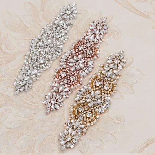 Yanstar 10PCS Hand Bridal Rhinestones Applique For Weding Dress Belt Rose Gold Rhinestone Used Bridal Accessory YS849