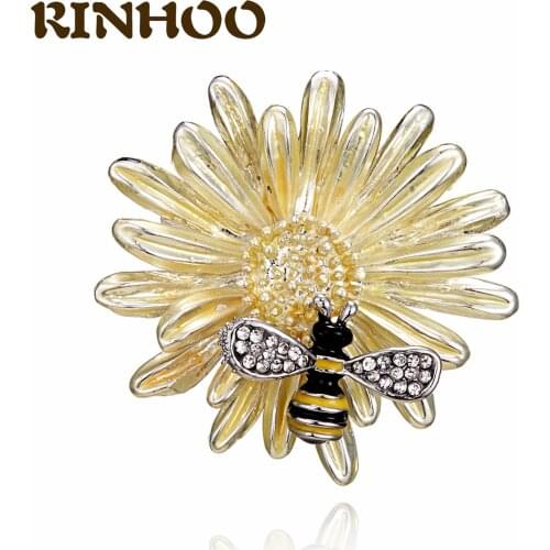 Cute Bee Brooch Fashion Sweet Daisy Bee Insect Brooches For Women Vintage Enamel Animal Brooch Pin Jewelry Coat Accessories Gift