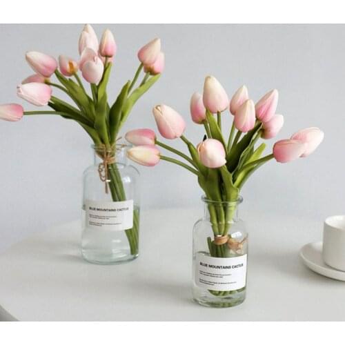 1 Bouquet Artificial Tulip Flowers Home Garden Decoration Real Touch Flower Bouquet Birthday Party Wedding Decoration Flower