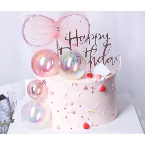 1pcs 4/5/6cm Clear Ball Cake Topper Creative Cupcake Insert Card Flags For Baby Shower Birthday Party Cake Decoration