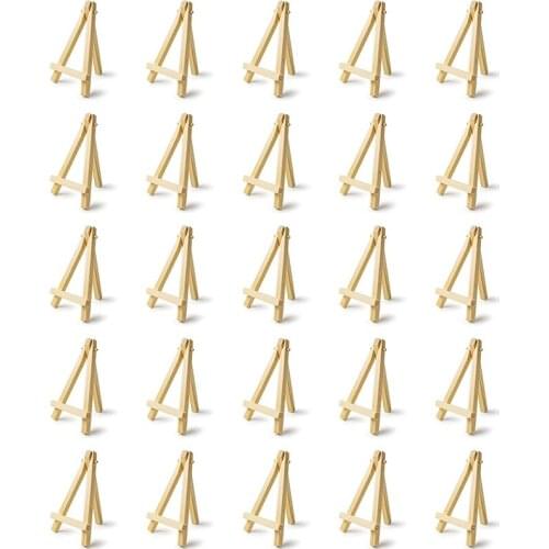 25 Pieces of Mini 5 Inch Wooden Easel. Business Cards, Display Photos, Small Canvases, Classroom DIY Arts and Crafts