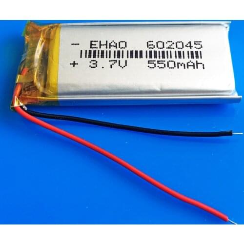 3.7V 550mAh lipo polymer lithium rechargeable battery for MP3 GPS DVD bluetooth recorder headset camera smart watch 602045