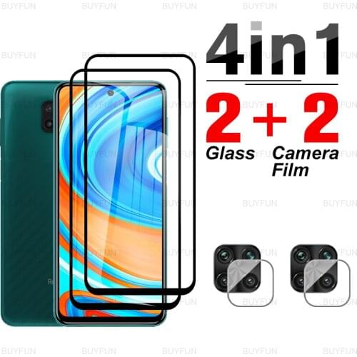 4in1 Full Cover HD Front Black Edge Protective Glass On For Xiaomi Redmi Note 9 Pro For redmi redmy 9 pro max 9t 9s camera film