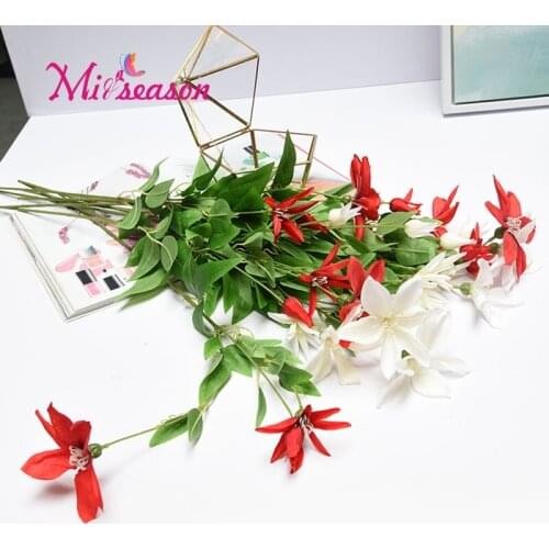 5pcs Vitality artificial plant leaves bonsai vine/rattan with flowers silk Green wicker DIY Flower arranging accessories plant