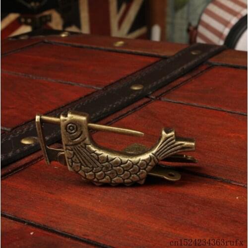 50 Pcs Chinese Vintage Padlock Fish Shape Antique Padlock Notebook Lock With Key Suitcase Locks