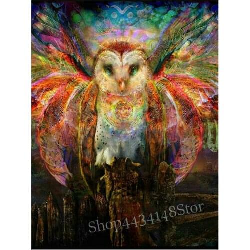 5d diy diamond painting owl picture diamond embroidery full square / round diamond mosaic sticker kit