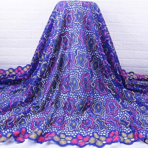 Zhenguiru African Lace Fabric 5Yards Cotton Swiss Embroidered Voile Lace Cloth Soft Nigerian Lace Fabric For Women Dress A1801