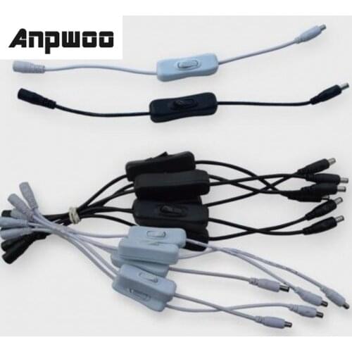 ANPWOO DC power switch 5.5 X 2.1mm DC Power Connector Male Plug to Female adapter black DC5-24V