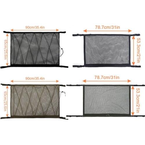 Car Ceiling Storage Net Pocket-Universal Car Roof Interior Cargo Net Bag with Zipper Car Trunk Storage