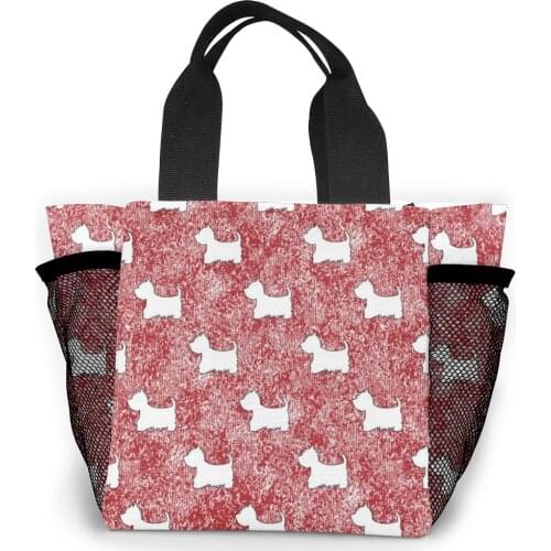 NOISYDESIGNS Westie Canvas Handbag For Women Small Leisure Shopping Totes Shoulder Bag Cartoon Westie Puppy Print Eco Handle Bag
