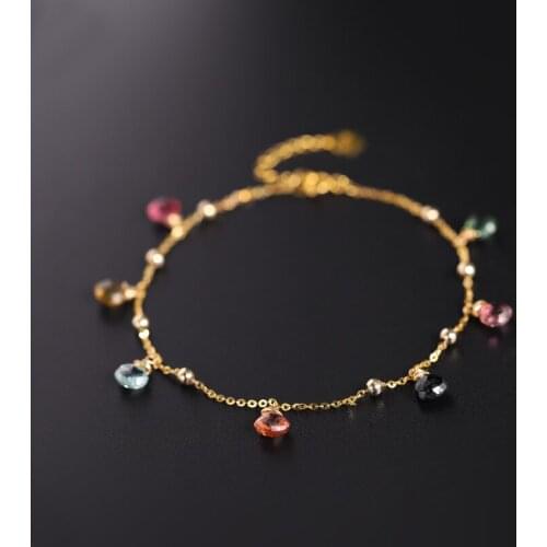 DAIMI Gypsophila Colorful Tourmaline Bracelet Female Genuine Natural Yellow 18k Gold Color Treasure Jewelry Customization