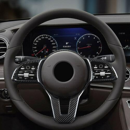Real Carbon Fiber Black Inner Steering Wheel Button Cover For Benz GLB X247 2020