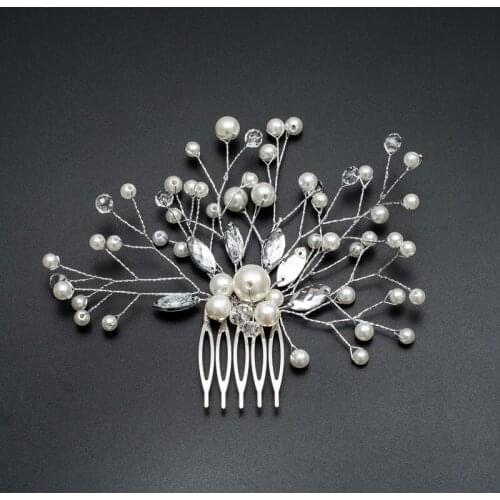 Flower Wedding Hair Pins Comb Bridal Clips Crystal Pearl Bridesmaid Accessories