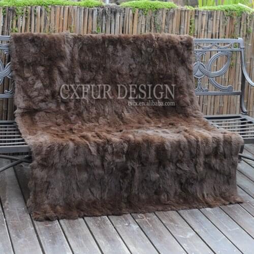 CX-D-11V Custom Size 220X220cm Hot Selling Rabbit Fur Rugs Good Quality Fur Throw Blanket ~ DROP SHIPPING