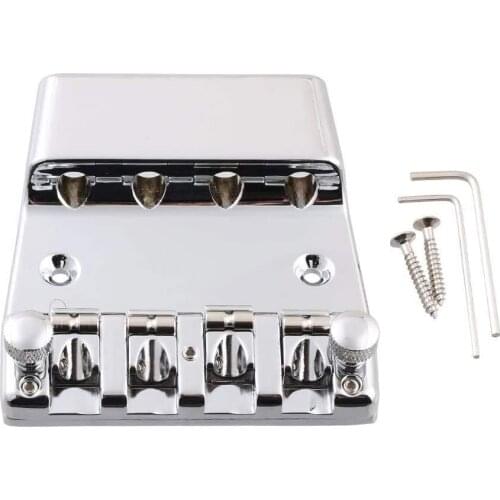 Guitar parts Fixed Metal Bass Guitar Bridge 4 String with Tool Set Hardtail Saddle Bridge for Rickenbacker
