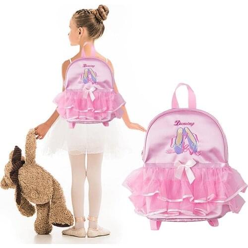 Children Ballet Bag Girls Pink Ballerina Dance Bag Child School Backpack Ruffle Tutu Schoolbag For Kids
