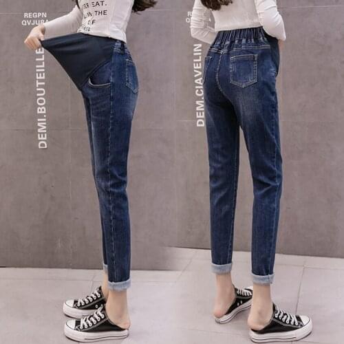 Pregnant womens jeans spring and autumn style fashion belly lift pants outer wear waist protection pencil pants casual jeans