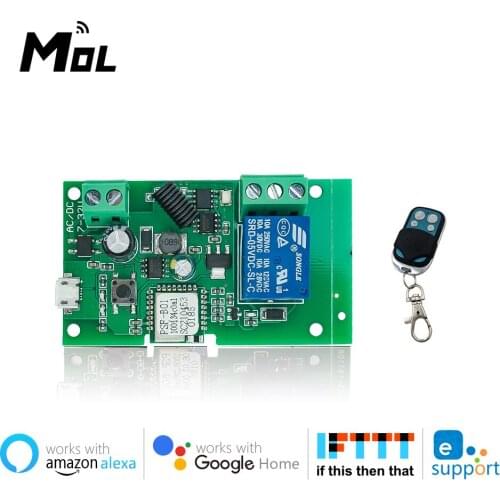 EWeLink Smart Remote Control Wifi wireless Switch Module 1CH DC5V 7-32V 433 Remote Inching Self-locking RF Receive 10A Relays