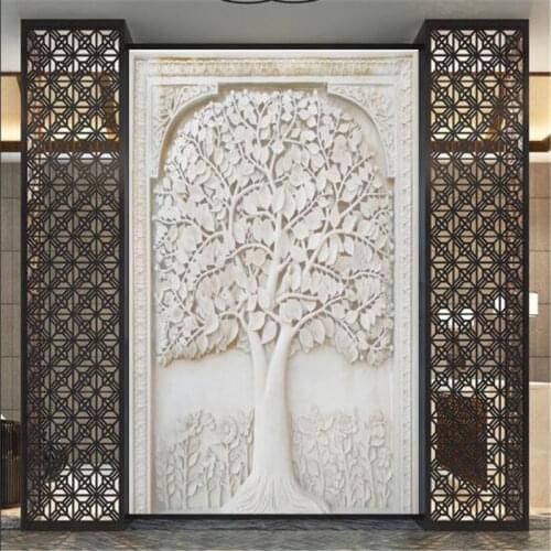 Custom 3D Embossed Rich Tree Photo Wallpaper Restaurant Living Room Corridor Entrance Mural Wallpaper 3D Wall Papers Home Decor