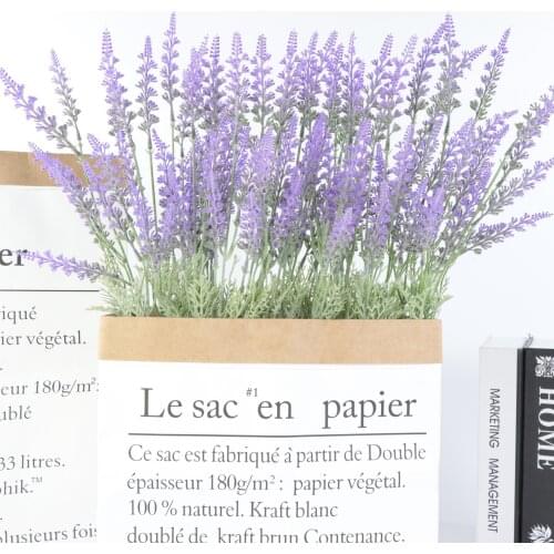 Artificial Romantic Provence Lavender Flower Bush Plastic Flocked Flowers Grain Plants Home Shop Decor