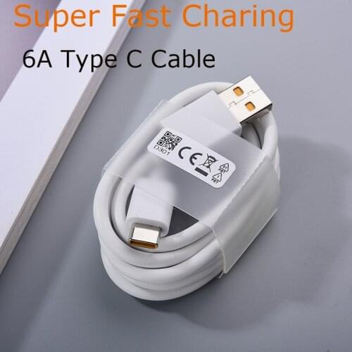 Realme Super VOOC Cable Fast Charing 6A Type C Data Line For Realme X2 X3 X7 X50 X50M X50T GT 5 6Pro Q Q2 V15 Xiaomi Huawei OPPO