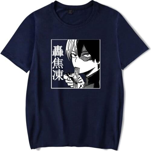 Kawaii Cartoon My Hero Academia Print Todoroki Shoto Short Sleeves T-shirt Men Women Pullovers Unisex O-neck Summer Fashion Top