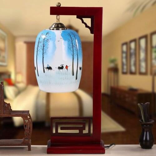 Jingdezhen Chinese Thinner Lamp Ceramic Lamp Modern Creative Bedroom Living Room Bedside Wedding Antique Hand-painted Lamp