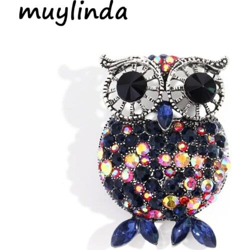 Muylinda Owl Brooch Pin Rhinesone Bird Animal Pins And Brooches Jewelry Banquet Clothes Scarf Clip Accessories