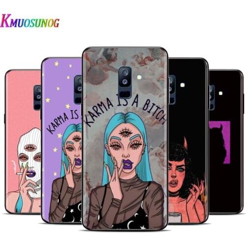 Lovely Devil Girl For Samsung Galaxy A3 A5 A6 A7 A8 A9 A6S A8S A9S Star Plus 2016 2017 2018 Black Silicone soft Phone Case