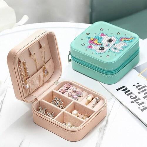 5D DIY Mosaic Rhinestone Jewelry Storage Box Special Shape Diamond Resin Painting Kit Jewelry Holder Gifts Leather Storage New