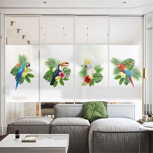Window Film Privacy Lovely Parrot Glass Sticker UV Blocking Heat Control Window Coverings Window Tint for Homedecor