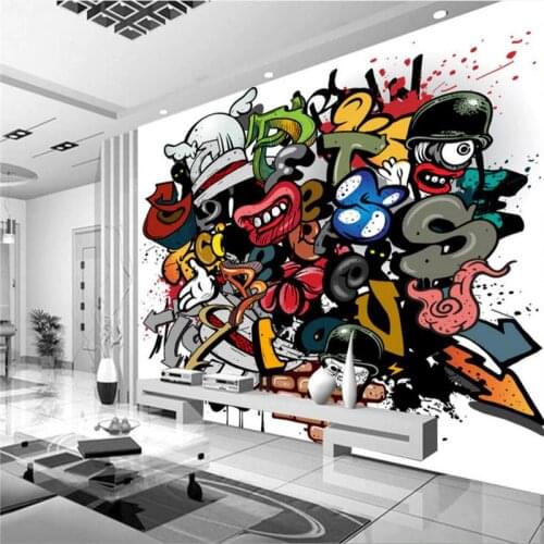 Beibehang Custom Wall Paper Living Room Background Graffiti Hip Hop Style Color Art Wall Covering Home Decor Mural Wallpaper