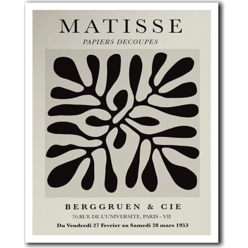 Henri Matisse Leaf Sketch, Botanical Wall Art, Matisse Exhibition Poster, Printable Wall Art, Neutral / Black Abstract Wall Art