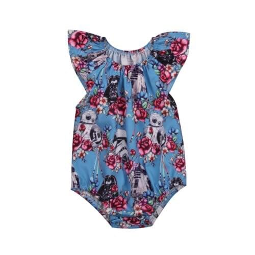 2018 New Newborn Baby Girls Star Wars Flower Sleeveless Blue Colors Summer Bodysuit Jumpsuit Outfits Clothes