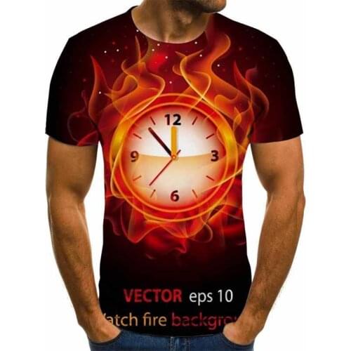 New 2020 Men 'S 3d T -Shirt Flame Alarm Clock Printed Cartoon Summer T -Shirt Size Xxs -6xl