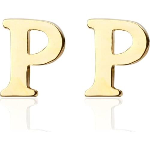 New Alphabet P Letter Cufflinks Fashion Jewelry Trendy Gold fashion Name Men Button Cuff Links Wholesale